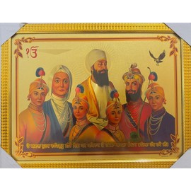 Export Quality Shri Guru Gobind Singh Ji With Sahibzade Photo Frame/Wall Hanging Photo Frame For Home, Office, Shop, And girt Use Photo Frame. (Size 12x16 Multicokour).