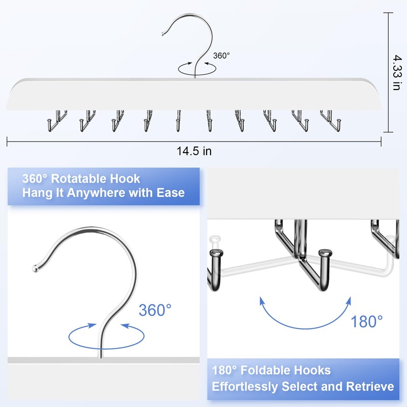 RESOVO Upgraded Tie Rack Hanger with 20 Foldable Metal Hooks,
