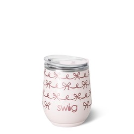 Swig Life 12oz Wine Tumbler with Lid, Stainless Steel, Dishwasher Safe, Portable, Triple Insulated Wine Tumbler (Pretty in Pink)