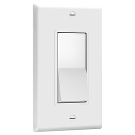 ENERLITES Decorator Paddle Light Switch with Wall Plates, Wall Decor Switch, Single Pole, 3 Wire, Grounding Screw, Residential Grade, 15A 120V/277V, UL Listed, White