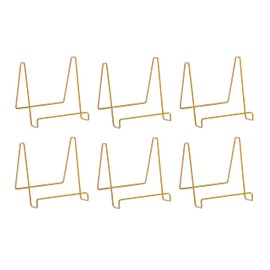 Tripar 6-Pack 6-Inch Metal Gold Painted Square Book Holder/Stand, Wire Mini Easel, Small Photo Stands for Table, Display for Picture Frames, Plaques & Plates