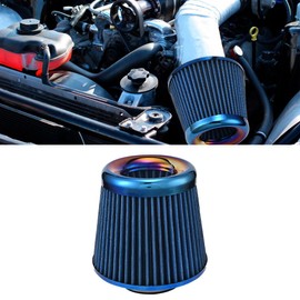 Blueshyhall Car Air Filter, 3 Inch / 76 mm Universal Sports Air Filter for Engine, Interior, Washable and Reusable, High Flow Burnishing Inlet Air Intake Filter for Car, Motorcycle (Blue)