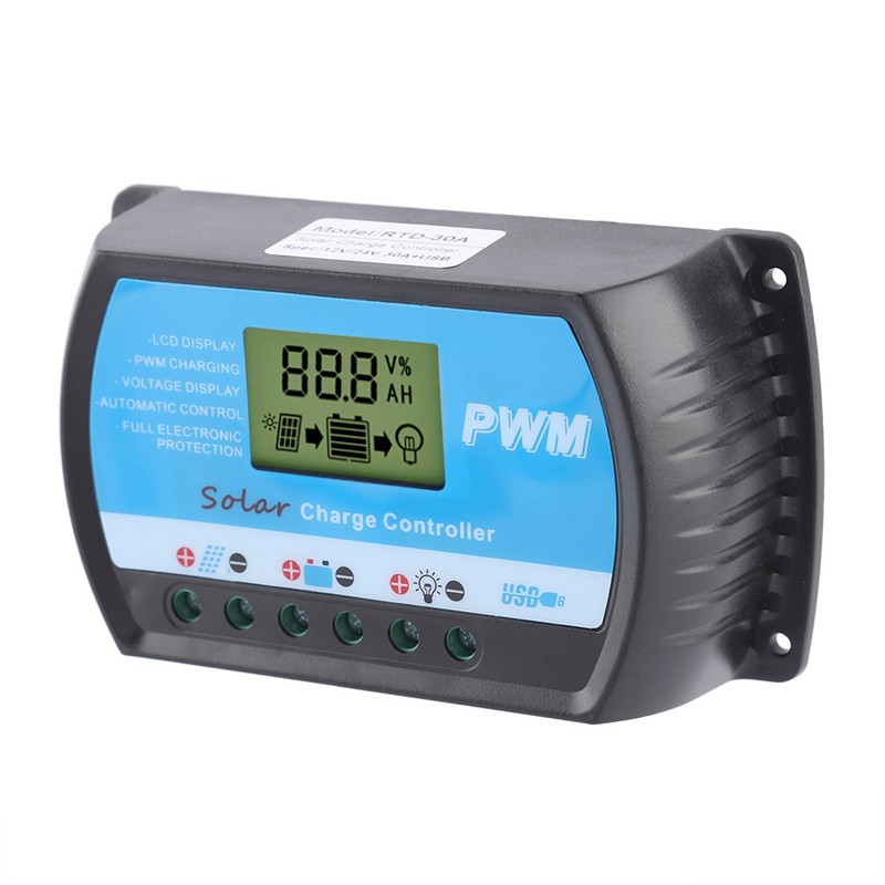 12V 24V PWM Solar Controllers LCD Display Solar Charge Controller