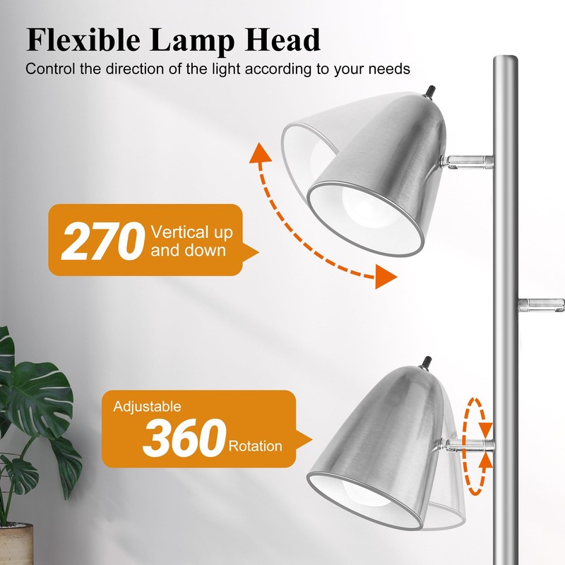 QiMH Tree Floor Lamp with 3 Light Bulbs, Standing Tall