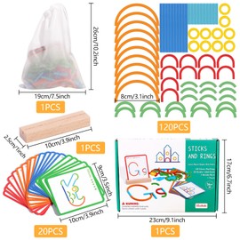 Montessori Educational Toy from 3 Years, Montessori Toy, Wooden Geoboard, Preschool Educational Games, Shape Colour Recognition Toy, Educational Toy Gift 2 3 4 5 6 7 Years Children Boys Girls