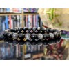 RAYON SILVER Obsidian Bead Bracelet for Men or Women Stretch