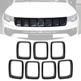 JeCar Rejilla Inserts ABS Front Grill Cover Exterior Accesorios para Jeep Compass MP 2017-2020, acabado de fibra de carbono