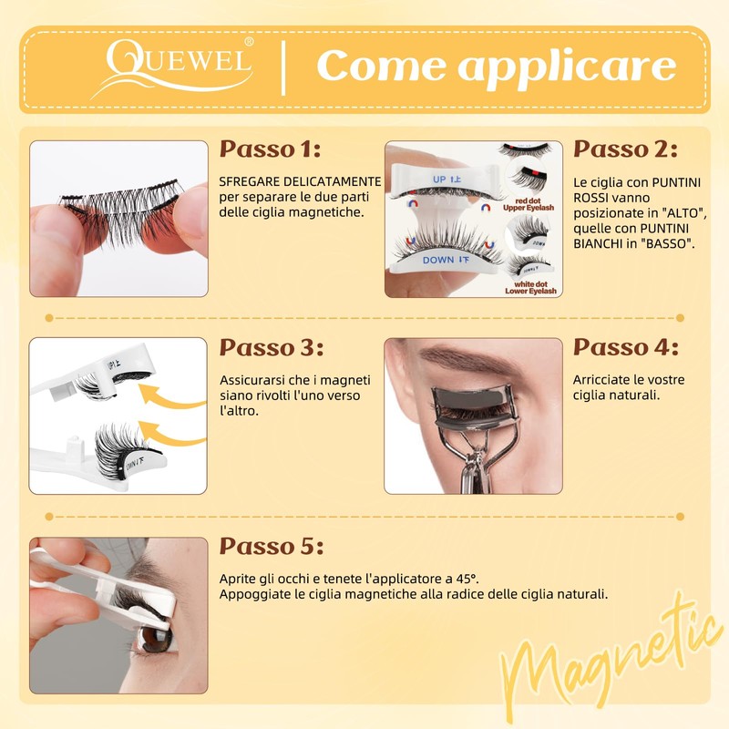 Ciglia magnetiche riutilizzabili con applicatore, ciglia magnetiche morbide e comode,