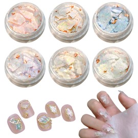 Nail Parts Aurora Powder Gel Nail Glitter Glitter Container Shell (6 Fantastic Sweet Colors) Nail Hologram Nail Glitter Decor Parts