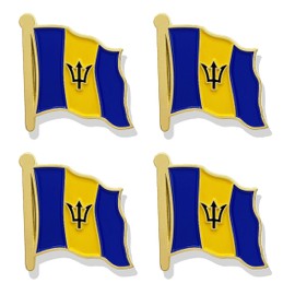 HSQCEZ 4 Pack Barbados Flag Lapel Pin - Barbadian Flags Pins Lapel Hat Backpacks Suit Decoration & Men Women Waving Patriotic Enamel Metal Badge Souvenir
