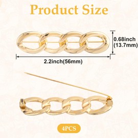 Pndeyo 4 Sets Chain Pant Waist Tightener, Adjustable Jeans Button for Loose Jeans, No Sew Button Pins Pants Button Tightener for Jeans Sweaters Coats Shirts Shawl- Gold