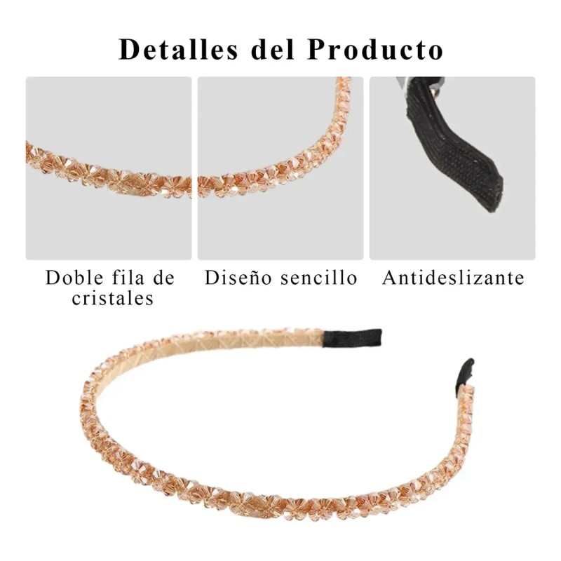 4pcs Doble Hilera De Diademas De Cristal De Moda Para