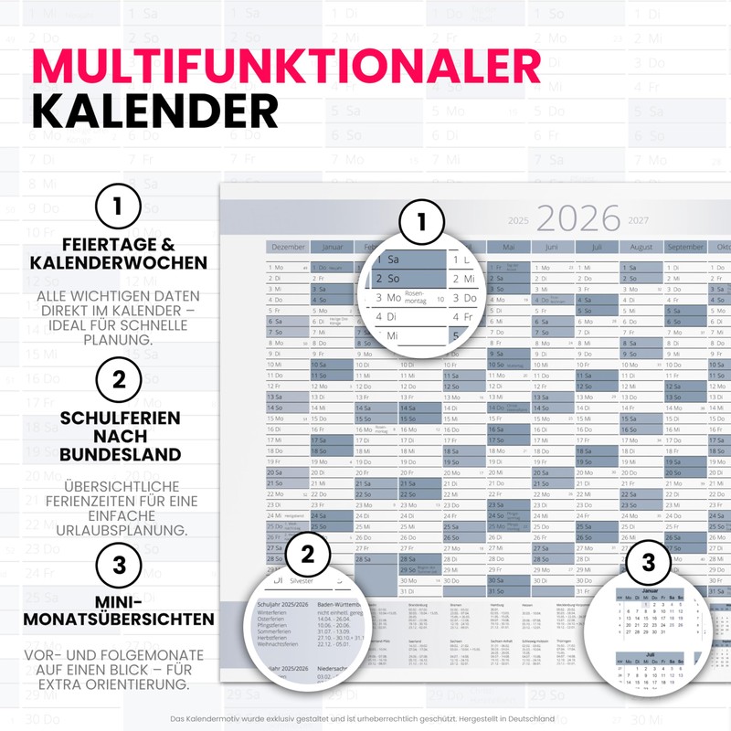 XXL Annual Calendar 2026 + January 2027 Year Planner in