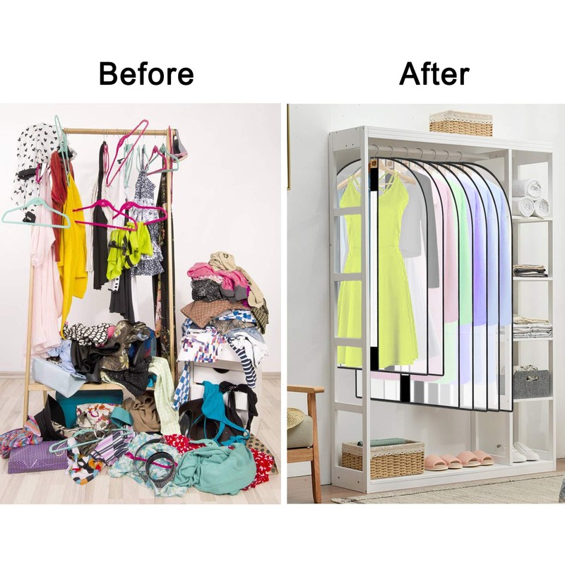 12 x Clothes Covers with Zip, Dustproof, Waterproof, Moisture-Proof, Dust-Proof,