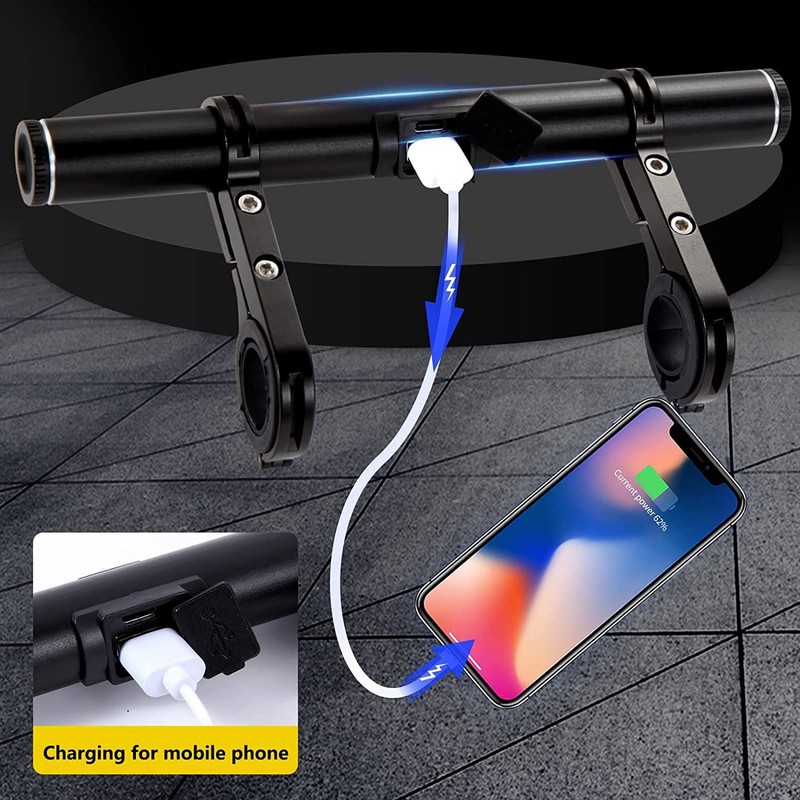 Ksrnsne Bike Handlebar Extender USB Bicycle Handlebar Extension Mount for