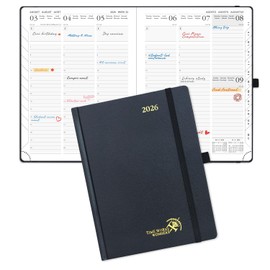 POPRUN Calendar 2026 Book Calendar 22 x 16.5 cm, 17-Month Diary (Jan.2026-Dec.2026), Weekly Planner 2026 Hardcover with Inner Pocket - Black