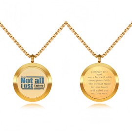 Essential Oil Necklace with 10 Replacement Pads for Yoga, Meditation, Travel and Everyday Wear, Stainless Steel Aromatherapy Pendant Jewelry, Carry Essential Oil Diffuser Necklace (Monogrammed Gold)