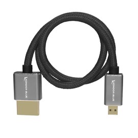 KONDOR BLUE | Micro HDMI to Full HDMI 16" Straight Cable Braided | 4K 60Hz, 18Gbps, HDR, 3D Video & Nylon Braided with Reinforced Connectors | Black