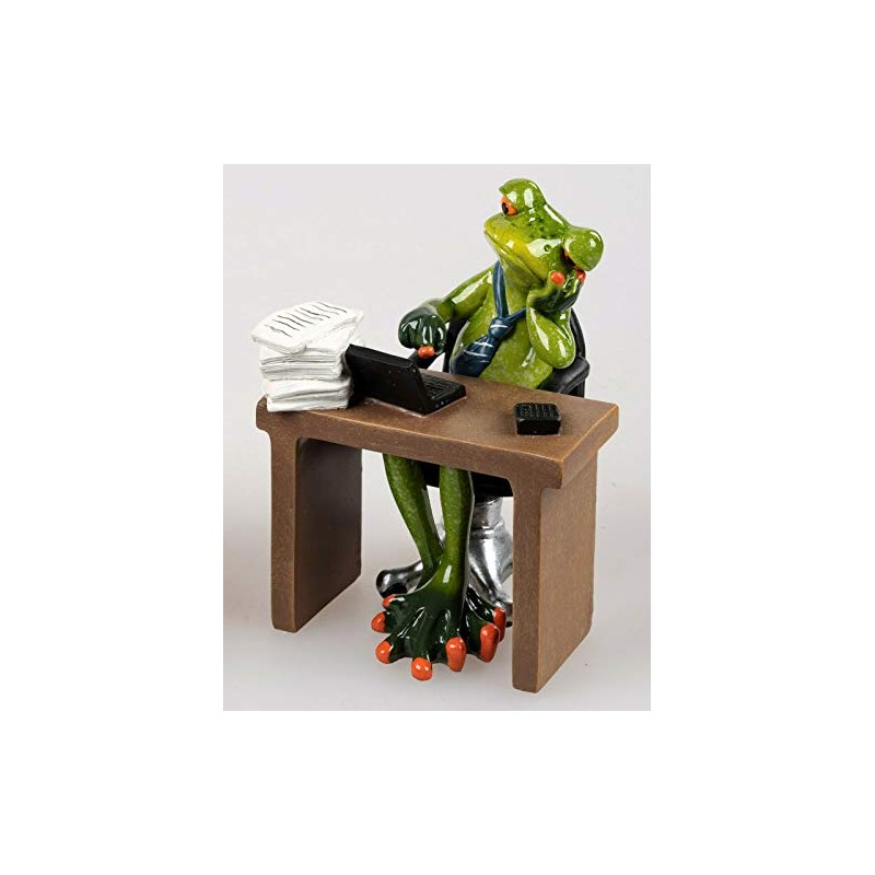 Formano Frog Man at Desk, Office, Colleague, Approx. 11 cm
