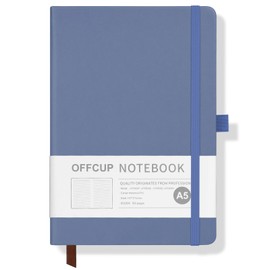 OFFCUP A5 Journal Notebook, 192 Pages Faux Leather Lined Notebook, 80gsm Hardcover Journal with Premium Paper, 148 x 212mm, Notepad for Office School Travel Home Business (Blue)