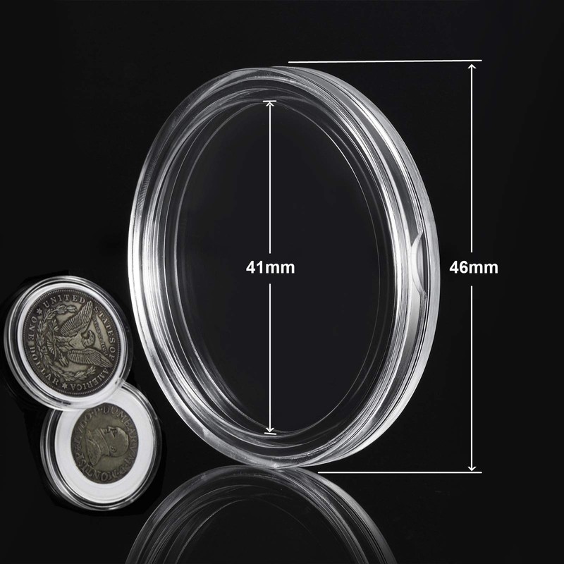 MUDOR 41 mm Coin Holder, 60 Pieces Silver Dollar Capsules