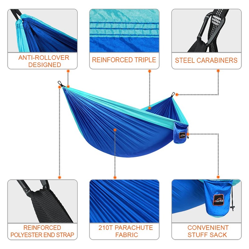 AnorTrek Camping Hammock, Super Lightweight Portable Parachute Hammock with Two