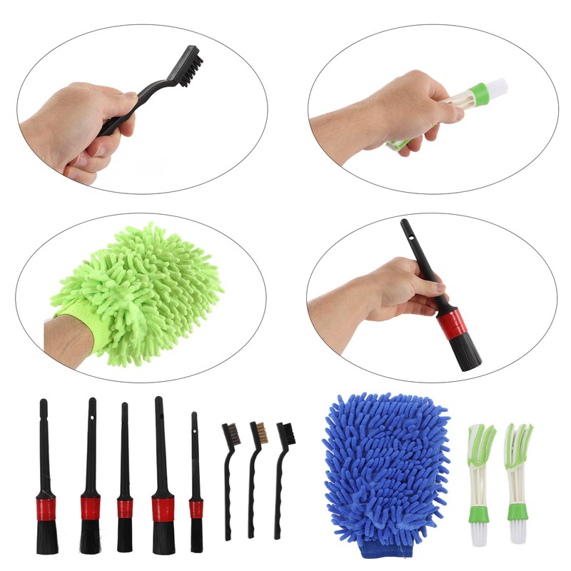 11PCS Car Cleaning Detailing Brush Set Interior Exterior Plastic for