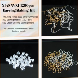 XIANNVXI 925 Silver/Gold Plated Earring Hooks for Jewelry Making, 900pcs Hypoallergenic Earring Making Kit,Earring Findings Jump Rings Rubber Earring Backs for DIY Jewelry Making