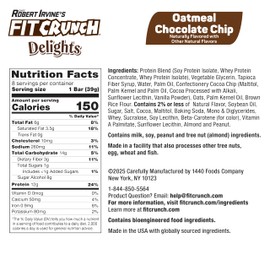FITCRUNCH Delights Protein Bar, 12g of Protein & 1g of Sugar (8 Bars, Oatmeal Chocolate Chip)