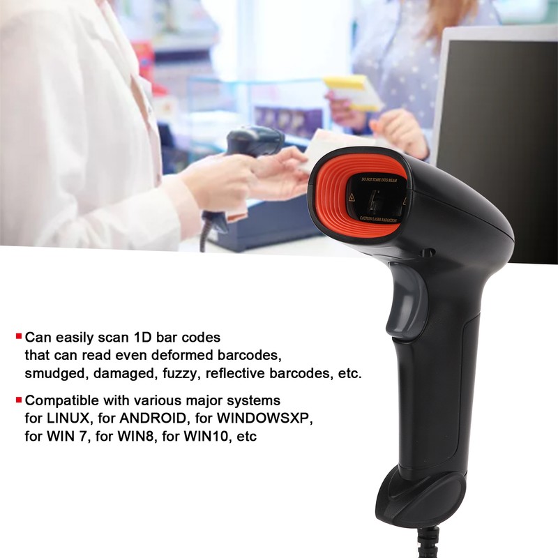 1D Handheld Barcode Scanner Image Bar Code Reader USB Wired