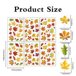 174 Pcs Fall Window Stickers, Fall Decorations, Fall Leaves Window Clings Decor for Home Thanksgiving Fall Leaves Pine Cones Party Decor