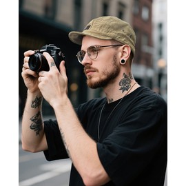 Clakllie 5 Panel Cap Flat Brim Baseball Caps Urban Street Short Brim Cap Flat Bill Snapback Cap Breathable Summer Dad Hats,DY09-Khaki