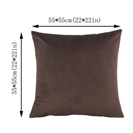 Tennove Cushion Covers 55x55cm Soft Solid Velvet Throw Pillow Covers Pack of 2 Decorative Pillowcases Square Cushion Cases Protectors for Sofa Bed Couch Bench, Dark Brown