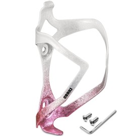 Corki Cycles Universal Bike Water Bottle Holder, Heavy Duty Aluminum Alloy Shock-Resistant Cage for Road Mountain Gravel Bikes 21-32 oz Capacity White Pink 1 Pack