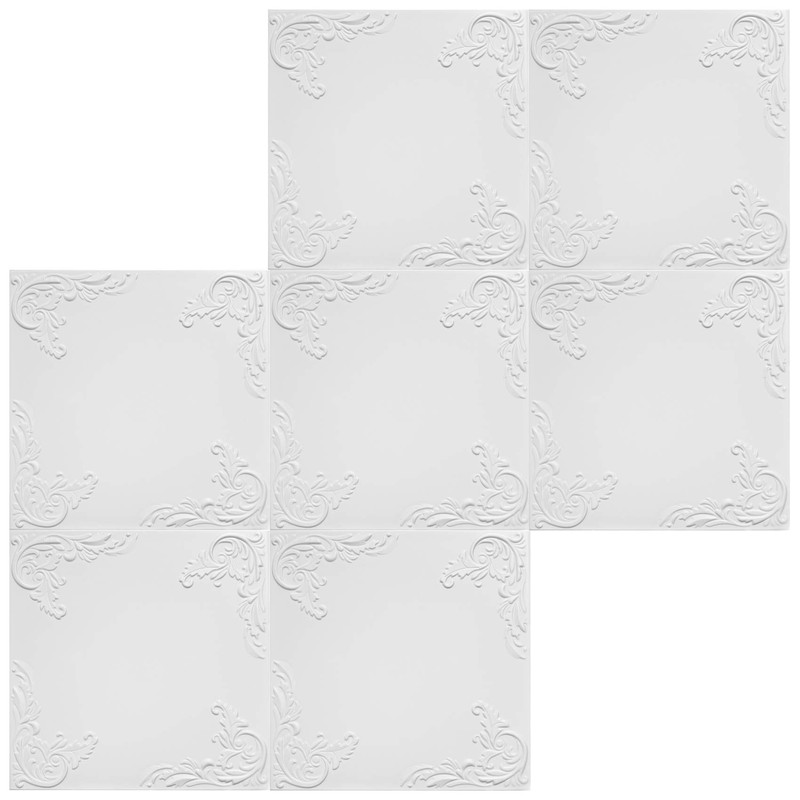 HEXIM Ceiling Tiles 50 x 50 cm Polystyrene Panels White