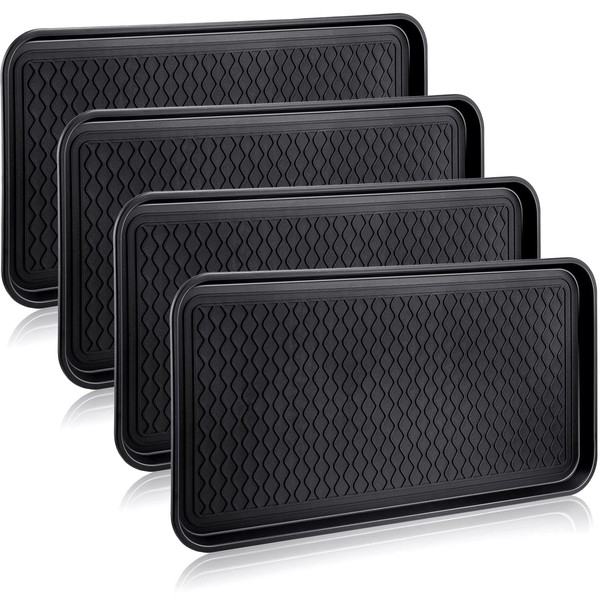 4 Pieces Shoe Tray for Entryway, Waterproof Boot Tray Shoe