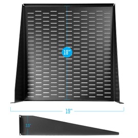 AxcessAbles 2U Vented Cantilever Rack Tray for 19 Inch Equipment Rack Cabinets. 18 Inches Deep Shelf with Lips. 50lb Capacity
