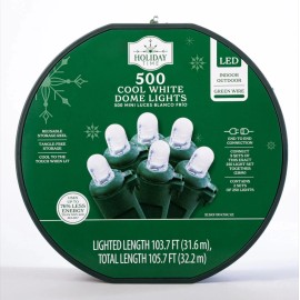 Holiday Time NEW - Holiday Time 500 Count Cool White LED Dome Christmas String Lights 105 Ft