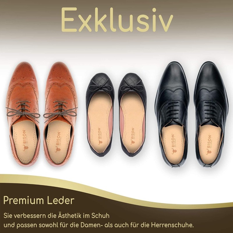 Genuine Leather Insole, Pack of 3, Premium Leather, Activated Carbon,