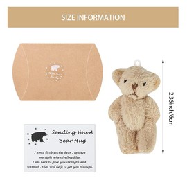 Cute Mini Plush Stuffed Bear Hug With Greeting Card - Pocket Bear for Special Encourage Gifts - Graduation, Birthday, Wedding, Christmas (Light Brown)