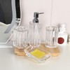 LGURT 4-Piece Clear Ribbed Acrylic Bathroom Accessory Set, Modern Countertop