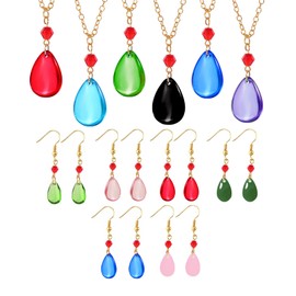 Zaky Howl's Moving Castle Anime Necklace - Anime Cosplay Howl's Earrings Green Water Pendant Dangle Earrings for Women Men and Fans Pack of 12