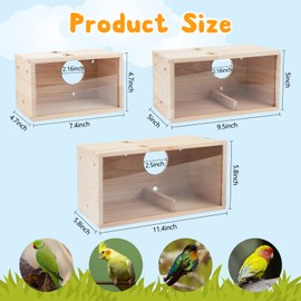 Rypet Parakeet Nesting Box Transparent Design, Thwartwise Bird Nest Breeding Box with Perch Wood Bird Cage House for Cockatiel Lovebirds Budgie Finch Parrotlets Canary M