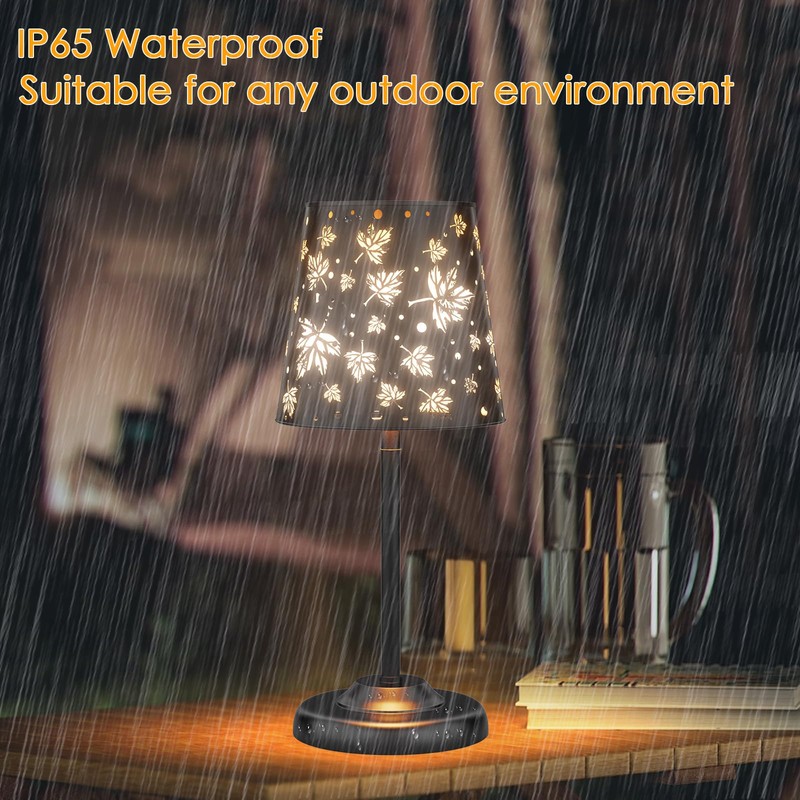 UBright Solar Table Lamp Cordless Lamp with Maple Leaf Hollow