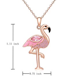 Flamingo Necklace for Women Sterling Silver Pink Flamingo Rose Gold Plated Animal Bird Mothers Day Jewelry Christmas Holiday Birthday Gifts