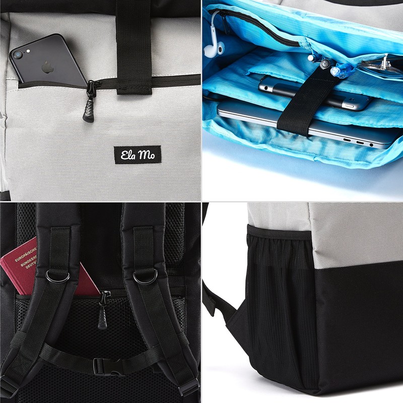 Ela Mo Women's School Backpack, Rolltop, Beautiful, Comfortable and Sophisticated,