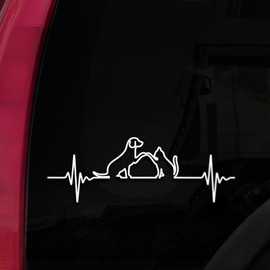 Dog Cat Heartbeat Sticker, Cat Dog Lover Vinyl Decal for Car, Laptop, Window, Bumper, Waterproof, Durable and Easy to Apply, Car Decal Sticker, 200mm