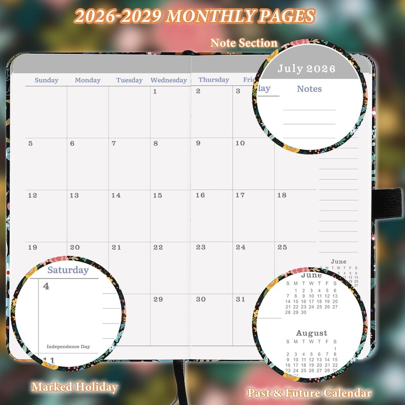 2026-2029 Pocket Planner/Calendar - Monthly Pocket Planner/Calendar with Pen Hold,