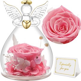 Sunia Gifts for Women Christmas, Eternal Rose Angel Figure Gifts for Mum, Eternal Flower Angel Gifts, Birthday Gift for Women, Real Roses, Mother Grandma Gift, Christmas Valentine's Day