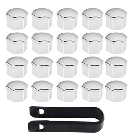 Pack of 20 Wheel Bolt Caps 17 mm, Wheel Nut Caps 17 mm, Hexagonal Wheel Nut Caps, Universal Caps Wheel Cover Caps for Screws, Plastic Tyre Nuts with Removal Tool for Cars (Grey)